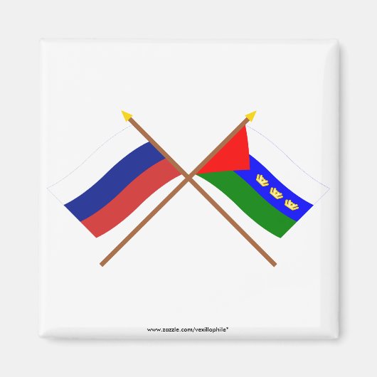 Überquerte Flaggen Russlands und Tyumen Oblast Magnet (Vorne)