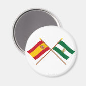 Überquerte Flaggen Spaniens und Andalusiens Magnet (Vorderseite/Rückseite)