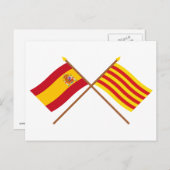 Überquerte Flaggen Spaniens und Kataloniens Postkarte (Vorne/Hinten)