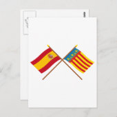 Überquerte Flaggen Spaniens und Valencias Postkarte (Vorne/Hinten)