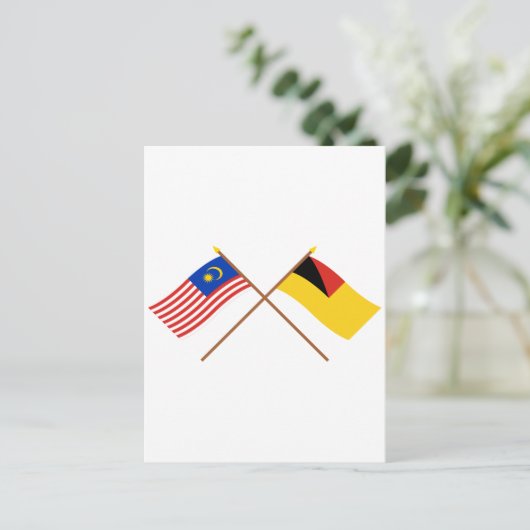 Überquerte Flaggen von Malaysia und Negeri Sembila Postkarte (Stehend Vorderseite)