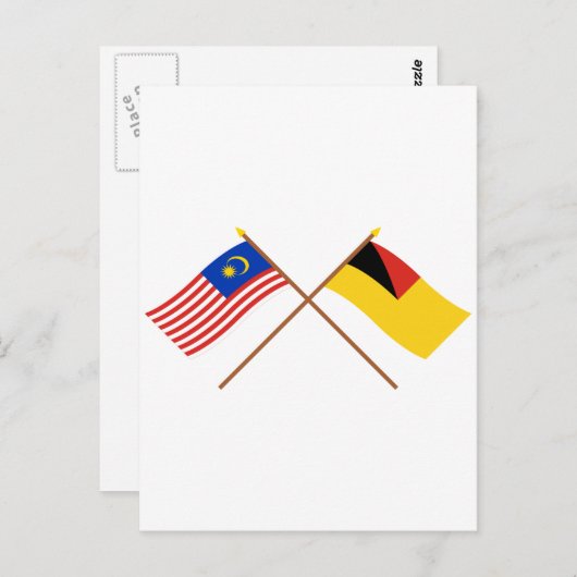 Überquerte Flaggen von Malaysia und Negeri Sembila Postkarte (Vorne/Hinten)