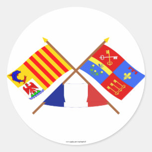 Überquerte Flaggen von PACA und Vaucluse Runder Aufkleber