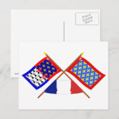 Überquerte Flaggen von Pays-de-la-Loire und Sarthe Postkarte (Vorne/Hinten)