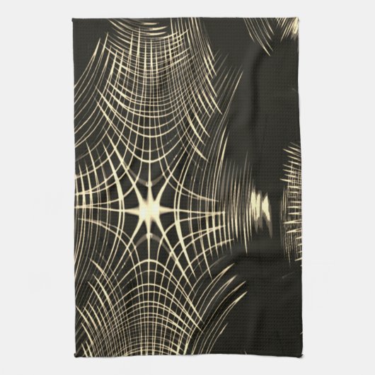 Überquerte Khaki-Linien, die sich in Welle wiederh Geschirrtuch (Vertikal)