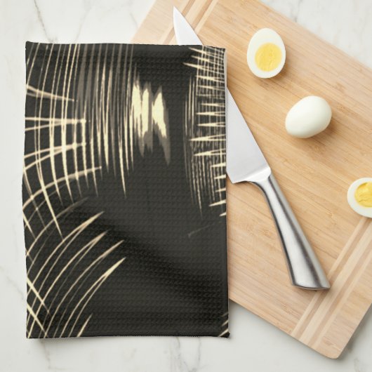 Überquerte Khaki-Linien, die sich in Welle wiederh Geschirrtuch (Viertel Falte)