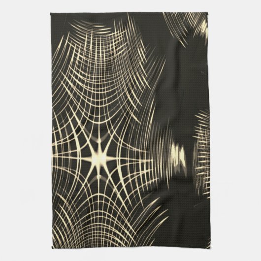 Überquerte Khaki-Linien, die sich in Welle wiederh Geschirrtuch (Vertikal)