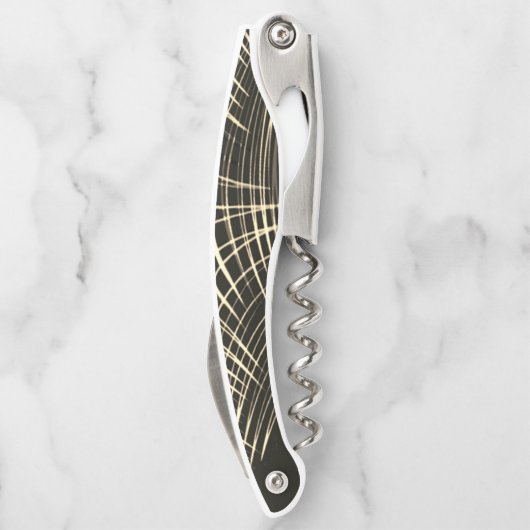 Überquerte Khaki-Linien, die sich in Welle wiederh Kellnermesser (Rückseite)