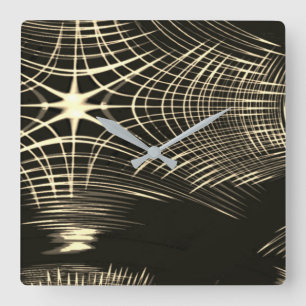 Überquerte Khaki-Linien, die sich in Welle wiederh Quadratische Wanduhr