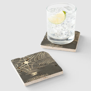 Überquerte Khaki-Linien, die sich in Welle wiederh Steinuntersetzer