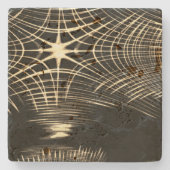 Überquerte Khaki-Linien, die sich in Welle wiederh Steinuntersetzer (Vorderseite)