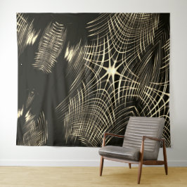 Überquerte Khaki-Linien, die sich in Welle wiederh Wandteppich