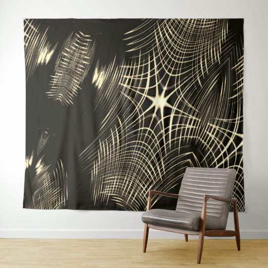 Überquerte Khaki-Linien, die sich in Welle wiederh Wandteppich (Beispiel (Horizontal))