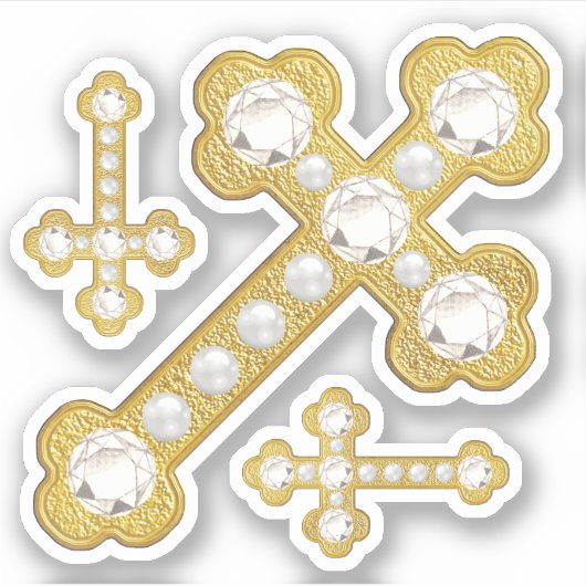 Überquerte Kreuze mit Imitaten Diamonds & Pearls - Aufkleber (Vorderseite)