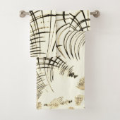 Überquerte, nusenbraune Spuren, heller Hintergrund Badhandtuch Set (Insitu)