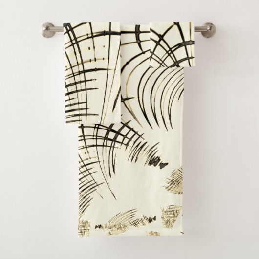 Überquerte, nusenbraune Spuren, heller Hintergrund Badhandtuch Set (Insitu)