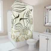 Überquerte, nusenbraune Spuren, heller Hintergrund Duschvorhang (Beispiel)