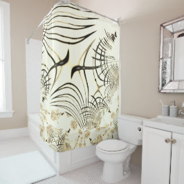 Überquerte, nusenbraune Spuren, heller Hintergrund Duschvorhang