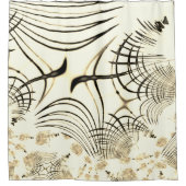 Überquerte, nusenbraune Spuren, heller Hintergrund Duschvorhang (Vorderseite)