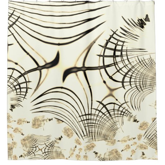 Überquerte, nusenbraune Spuren, heller Hintergrund Duschvorhang (Vorderseite)