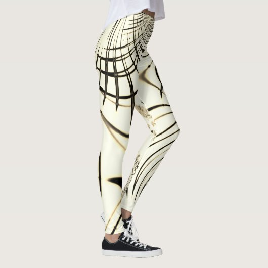 Überquerte, nusenbraune Spuren, heller Hintergrund Leggings (Rechts)