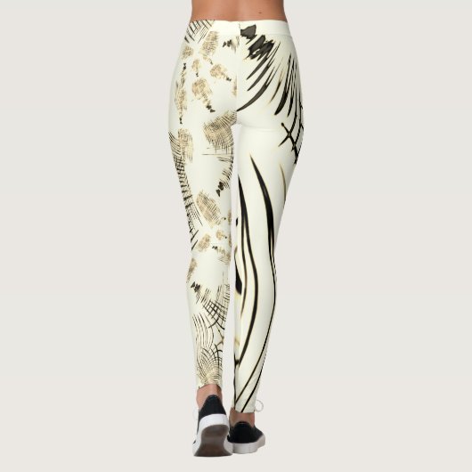 Überquerte, nusenbraune Spuren, heller Hintergrund Leggings (Rückseite)