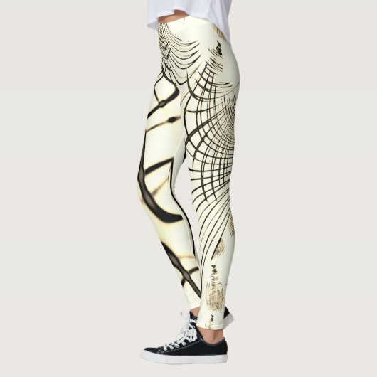 Überquerte, nusenbraune Spuren, heller Hintergrund Leggings (Links)
