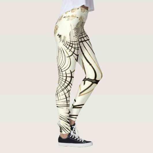 Überquerte, nusenbraune Spuren, heller Hintergrund Leggings (Rechts)