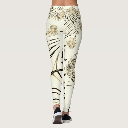 Überquerte, nusenbraune Spuren, heller Hintergrund Leggings (Rückseite)