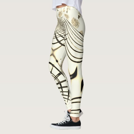 Überquerte, nusenbraune Spuren, heller Hintergrund Leggings (Links)