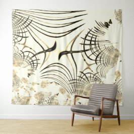 Überquerte, nusenbraune Spuren, heller Hintergrund Wandteppich