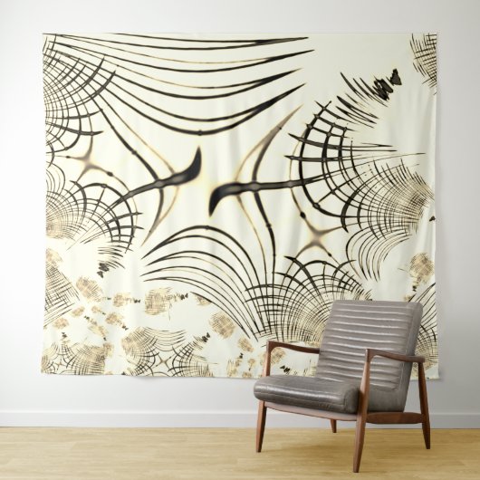 Überquerte, nusenbraune Spuren, heller Hintergrund Wandteppich (Beispiel (Horizontal))