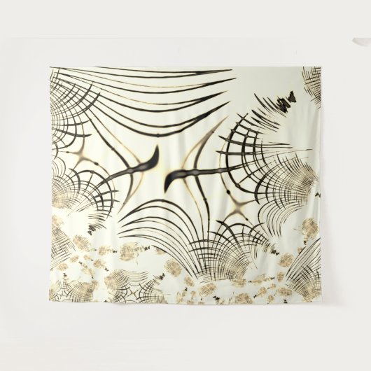 Überquerte, nusenbraune Spuren, heller Hintergrund Wandteppich (Vorderseite (Horizontal))