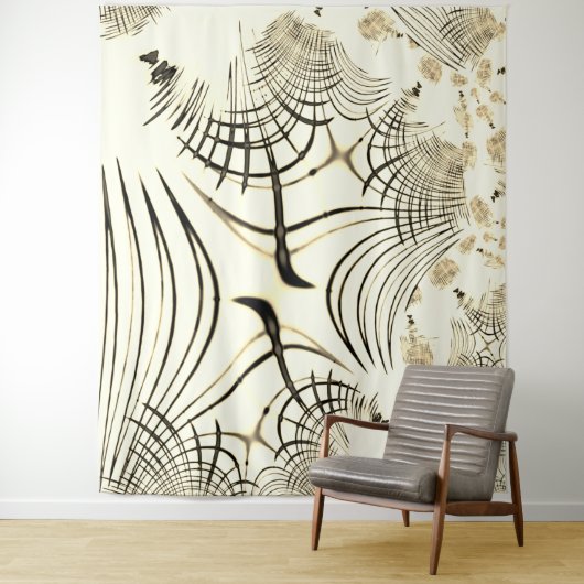 Überquerte, nusenbraune Spuren, heller Hintergrund Wandteppich (Beispiel)