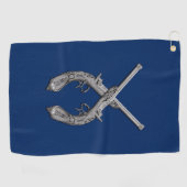 Überquerte Pistolen-Marine Golfhandtuch (Horizontal)