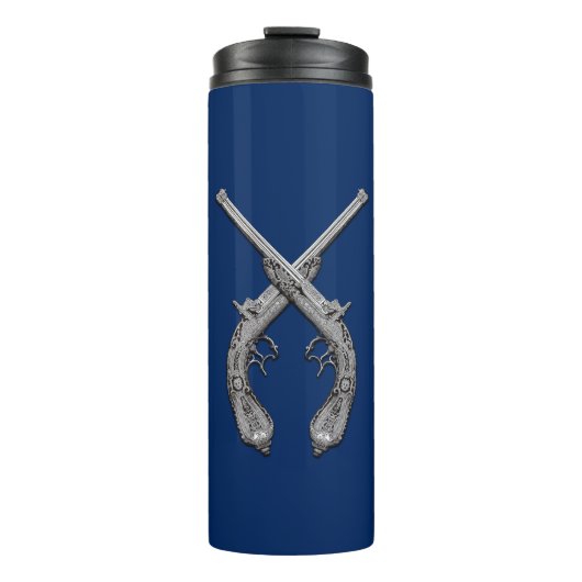 Überquerte Pistolen-Marine Thermosbecher (Vorderseite)