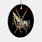 Überquerte Schwerter mit Drachen Personalisiert Keramik Ornament (Rechts)