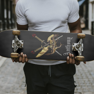 Überquerte Schwerter mit Drachen Personalisiert Skateboard