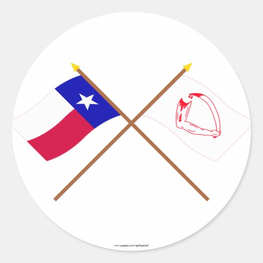 Überquerte Texas- und Goliad-Fahnen Runder Aufkleber (Vorderseite)