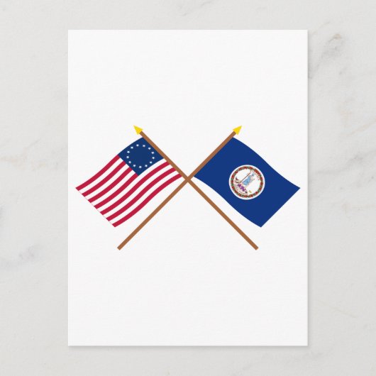 Überquerte US-13-Sterne- und Virginia-Staatsflagge Postkarte (Vorderseite)