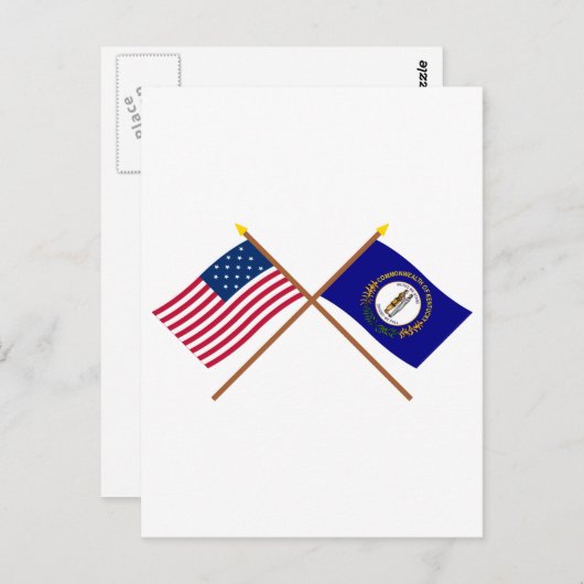 Überquerte US-15-Sterne- und Kentucky-Staatsflagge Postkarte (Vorne/Hinten)