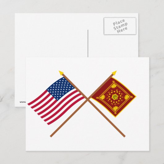 Überquerte US- und Pulaski-Flaggen Postkarte (Vorne/Hinten)