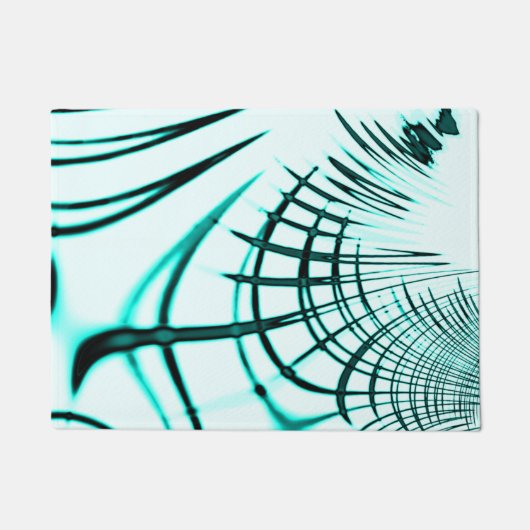 Überquerte Zyanspuren auf hellen Hintergrund Fußmatte (Vorderseite)