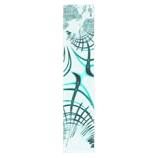 Überquerte Zyanspuren auf hellen Hintergrund Kurzer Tischläufer (Vorderseite)