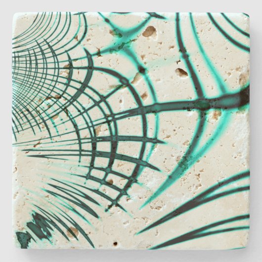 Überquerte Zyanspuren auf hellen Hintergrund Steinuntersetzer (Vorderseite)