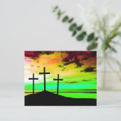 Überquerung auf einem Hügel farbenfroher Sonnenunt Postkarte (Stehend Vorderseite)