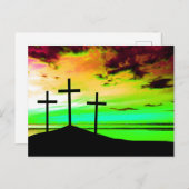 Überquerung auf einem Hügel farbenfroher Sonnenunt Postkarte (Vorne/Hinten)