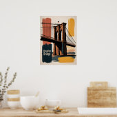 Überquerung der Brooklyn Bridge bei Sonnenuntergan Poster (Küche)