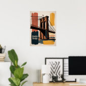 Überquerung der Brooklyn Bridge bei Sonnenuntergan Poster (Heimbüro)