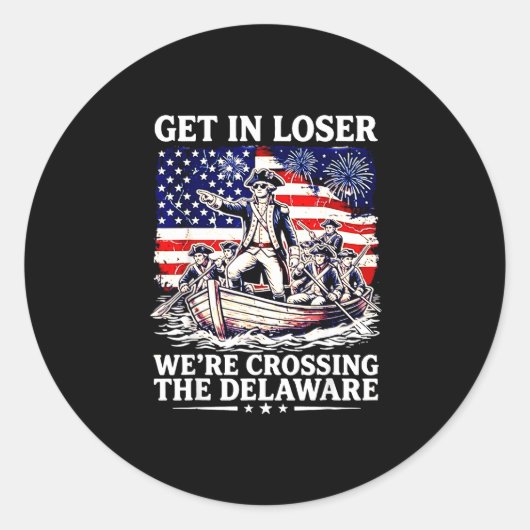 Überquerung des Delaware am 4. Juli Patriot Runder Aufkleber (Vorderseite)